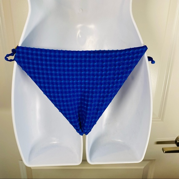 Cobalt Blue Textured Check 2 Pc Bikini - Picture 4 of 10